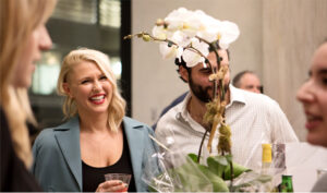 Drs. Alterman and Abrahamian socialize and laugh at the new office's grand opening.